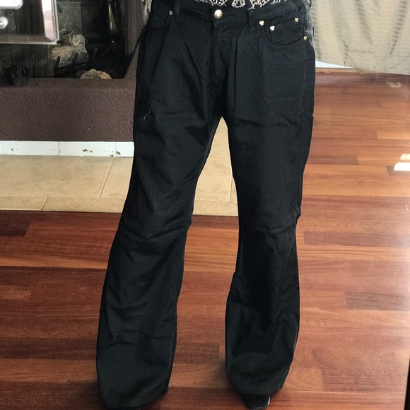 MCM “The Golden Jeans” Satin Pants Made in Italy Straight Leg Slight Flare - Picture 5 of 7